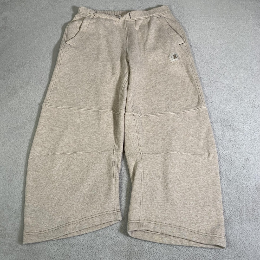 Savage X Fenty Sweatpants Womens XL Beige Fleece Wide Leg Lounge Pull On Rihanna